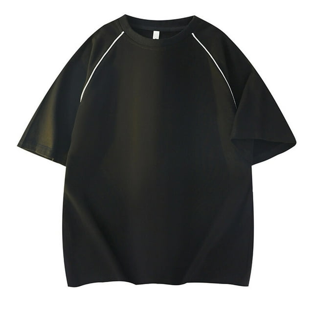 Styesk T-Shirts pour Homme Homme Col Rond Ample Épaule Col Insertion Ligne Épaule Insertion Manche Courte T-shirt Grande Taille Blouse Fallow