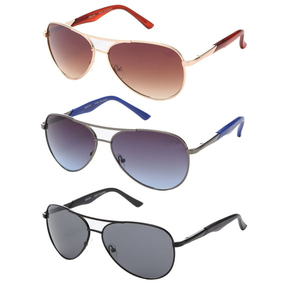 3 Packs Metal Frame Classic Aviator Sport Spring Temple Fashion Sunglasses for Men for Women