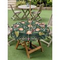 thumbnail image 5 of Outdoor Tablecloth with Umbrella Hole Zipper Rustic Tulip Flower Round Tablecloth 60" Waterproof Outside Table Cloth Retro Ethnic Floral Plants Birds Green Patio Table Cover Tablecloths for Picnic, 5 of 8