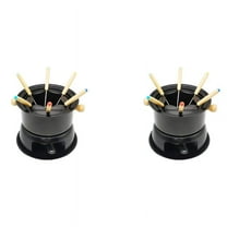 2X Mini Stainless Steel Fondue Pot Set Cheese Chocolate Fondue 12 Dipping Forks and Removable Pot Melts Candy Sauce Dip