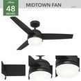 thumbnail image 5 of Hunter 48 inch Indoor Ceiling Fan with LED Light and Remote Control - Black Ceiling Fan, Standard Mount, 3 Blades, For Bedroom, Living Room, or Kitchen, Quiet - Midtown 51472, Matte Black, 5 of 17