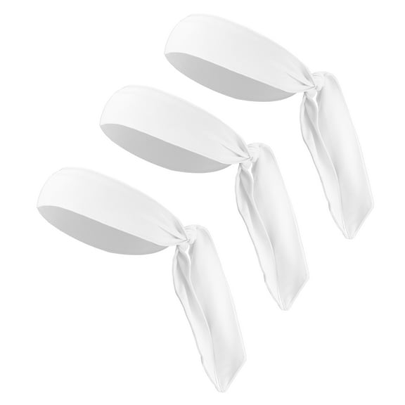 Vocoste 3 Pcs Adjustable Nonslip Sweat Wicking Tennis Tie Headband Sweatband for Men Women White