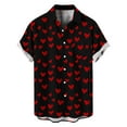 thumbnail image 2 of Yteetum Valentine's Day Gifts Men's Lapel Short Sleeve Button Down Shirts Oversized Valentines Print T Shirts Top Mens Casual Turndown Collar Loose Comfy Summer Button Blouse Hawaiian Beach Shirt, 2 of 6