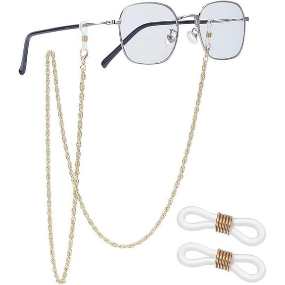 Eyeglasses Chains for Women Stylish 18K Gold Plated Eyeglass Neck Chains Glasses Chain Link with 2Pcs Adjustable White Loops Ends diy