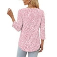 thumbnail image 7 of QQAMB T-Shirts for Women V-Neck 3/4 Sleeve Novelty Printed Casual Blouse Ladies Dressy Tunic Tops Pink 2XL, 7 of 7