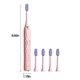 thumbnail image 3 of Cepillo de dientes eléctrico con 5 cabezales y 6 modos - 45000/min, impermeable IPX7, batería de 60 días, carga USB, blanco/azul/rosa, 3 of 9