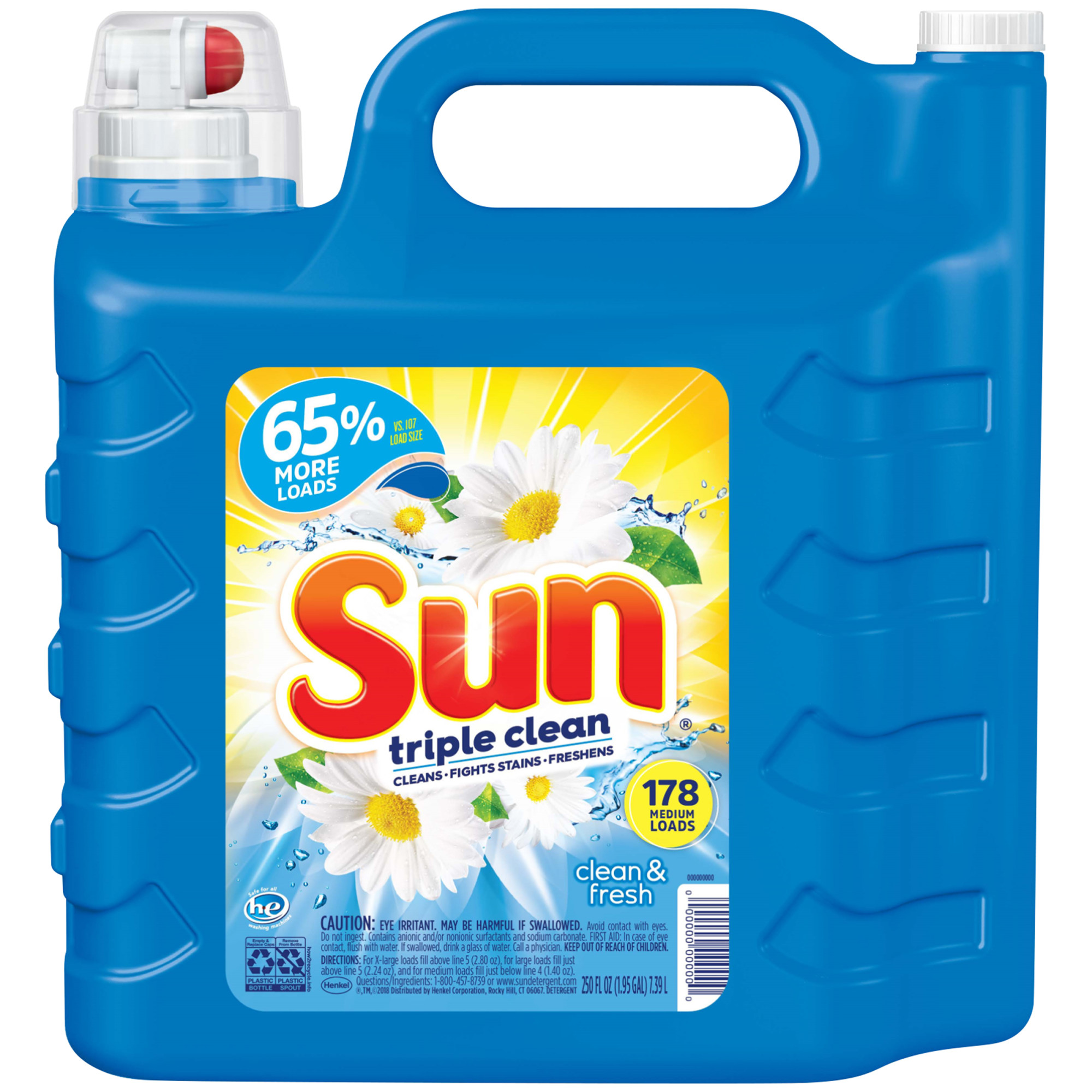 Sun Liquid Laundry Detergent, Clean & Fresh, 250 Ounce, 178 Loads - image 2 of 6