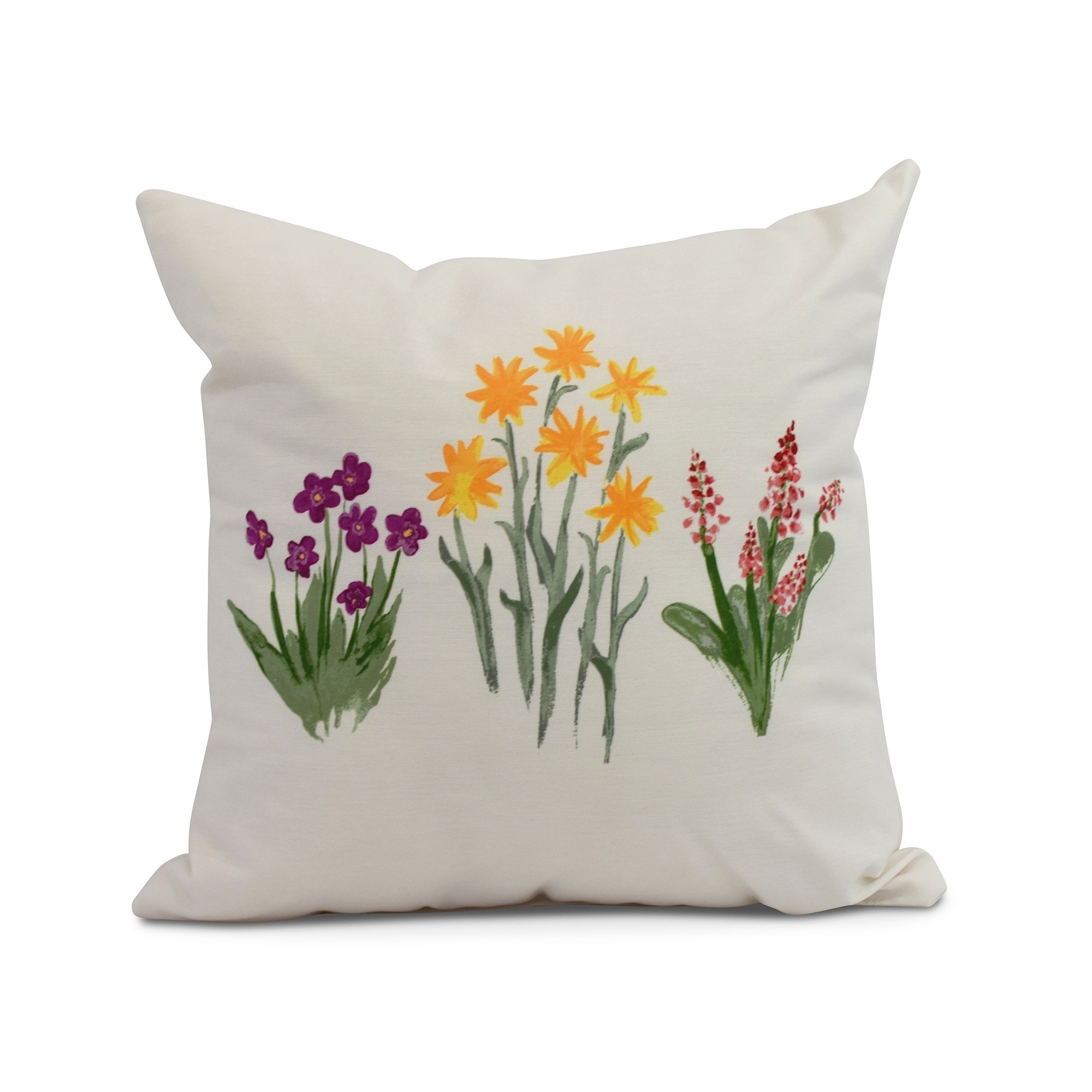 Simply Daisy, 18 x 18 inch,Flower Trio Decorative Pillow,Purple