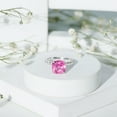 thumbnail image 5 of Cushion Cut Created Pink Sapphire Solitaire Ring with Diamond - 8 mm, 18K White Gold, US 4.50, 5 of 8