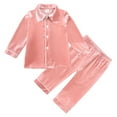 thumbnail image 4 of Sopiago Boy Pjs Velvet Button-Down Solid Long-Sleeve T-Shirt Top + Pants 2PCS Christmas Outfits Clothes Baby Sleepers Girl Pink,12-14 Years, 4 of 7