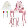 thumbnail image 1 of Gymax Kids Vanity Table Stool Set Pretend Play Makeup Desk with Whiteboard Markers, 1 of 10
