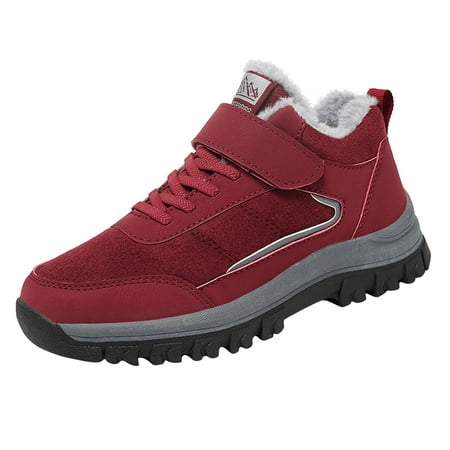 

On Running Shoes Women Couple Models Women s Winter Plus Velvet Warm Middle Aged And Elderly Light Casual Comfortable Non Slip Outdoor Walking Snow Boots Shoes Red