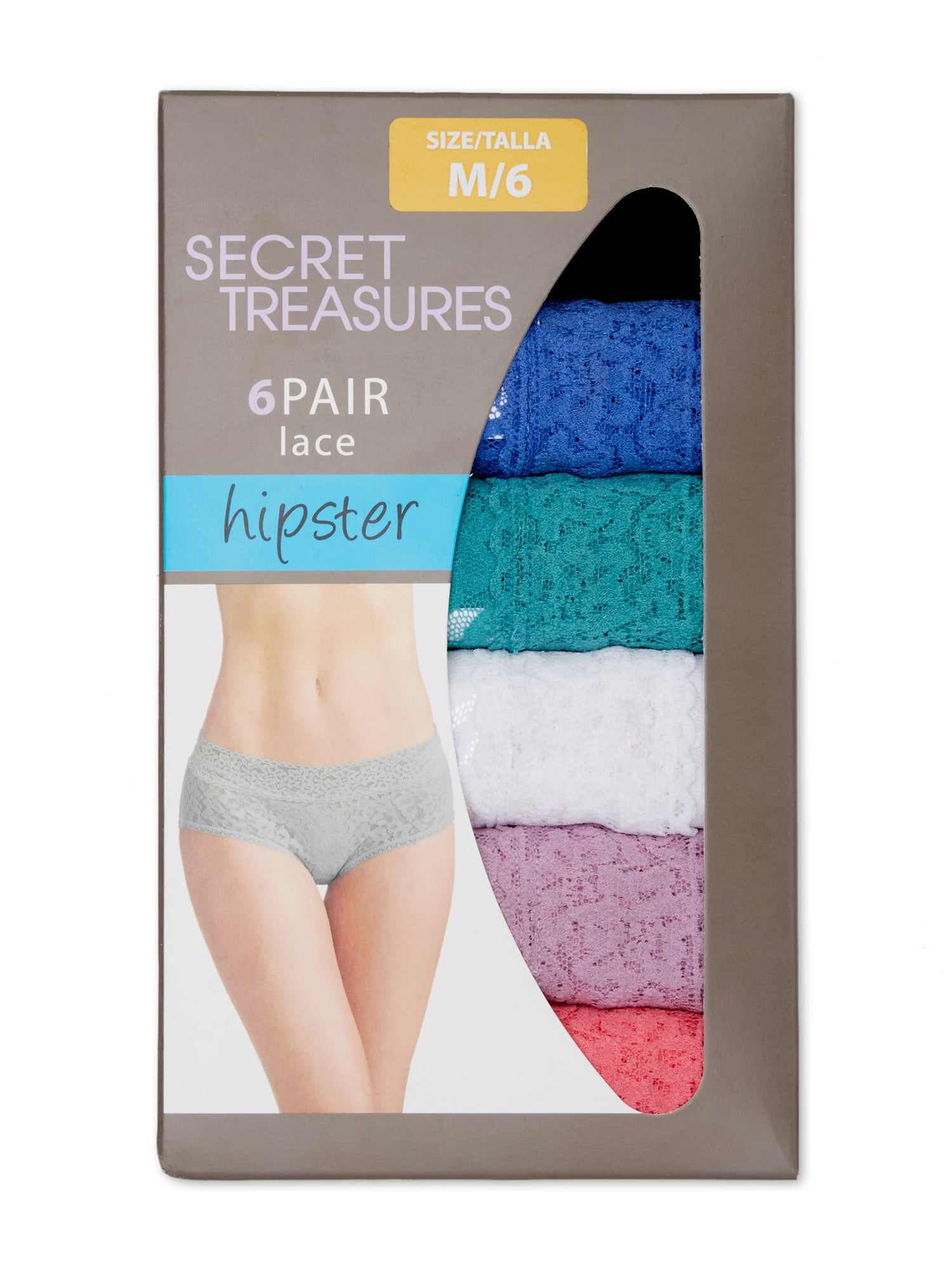 Secret Treasures Women's Lace Hipster Panties, 6-Pack 