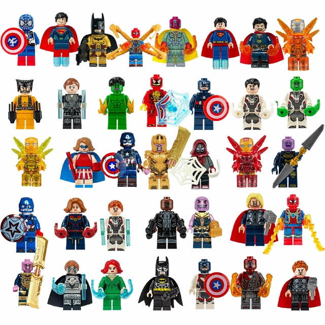 36 Piezas Figuras de Superhéroes, Set de Héroes y Villanos, Bloques de Construcción de Acción, Juguetes para Niños y Niñas