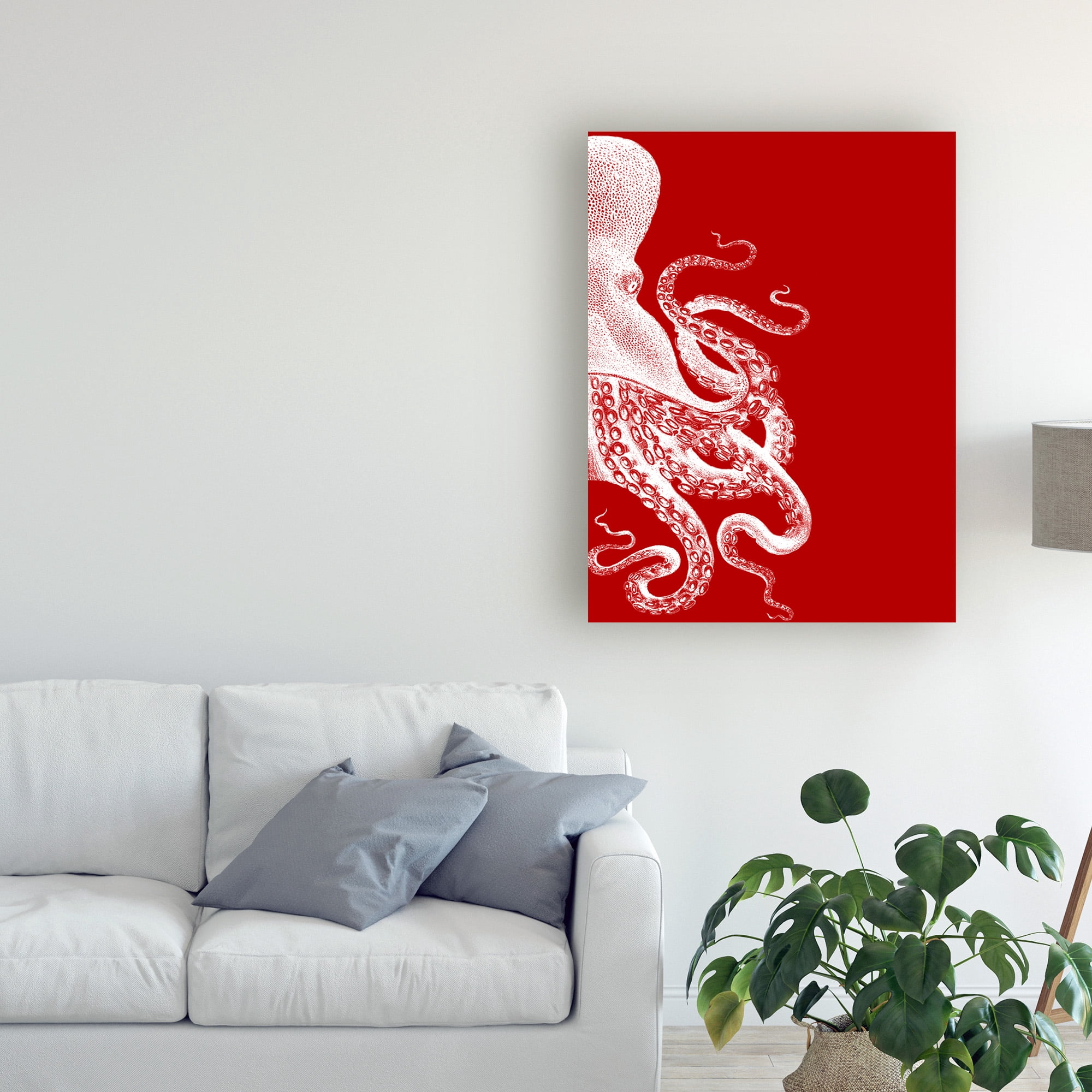 Trademark Fine Art 'Octopus Red and White b' Canvas Art by Fab Funky