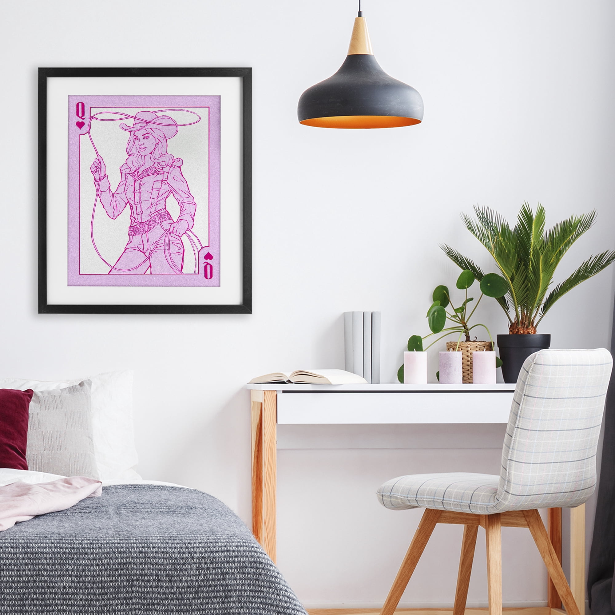 Stupell Industries Cowgirl Queen of Hearts Black Framed Print Under Glass, design by Ziwei Li