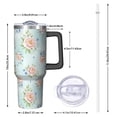 thumbnail image 2 of 40oz Pioneer Flower Floral Print Pattern Insulated Tumbler with Handle, BPA-Free Leak Proof Lid and Straws, Double Wall Vacuum, Hot 12h/Cold 34h, 2 of 6