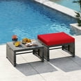 thumbnail image 4 of Costway Patio Ottomans Set of 2 PE Rattan Footstools with Removable Cushions & Metal Frame Red, 4 of 9