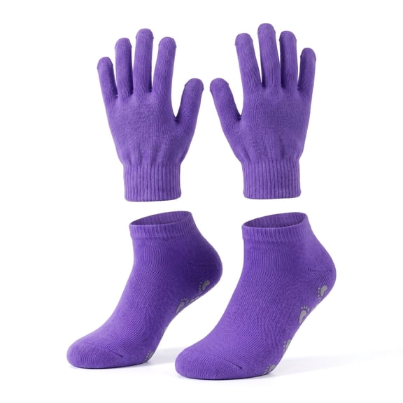 Moisturizing Gloves and Socks Set — Gel Spa Therapy for Dry Hands & Feet Overnight, Glove 8.46 in x 5.51 in, Sock 8.27 in x 3.54 in