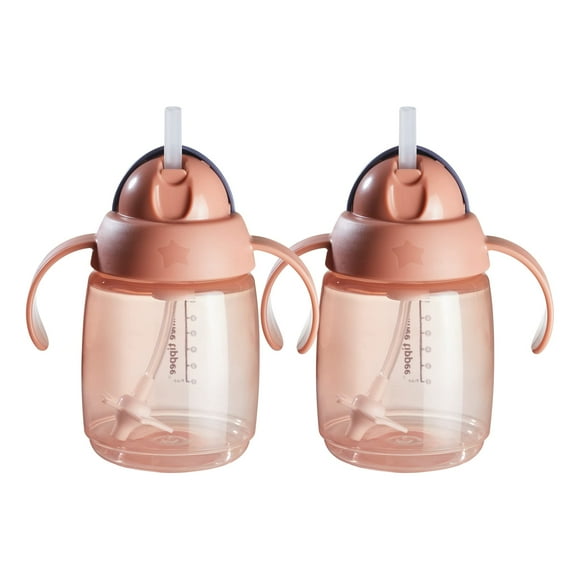 Straw Cup Tommee Tippee Starter, 300 ml, más de 6 m, con asas, rosa, paquete de 2