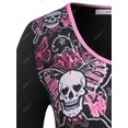 thumbnail image 3 of Talla grande Skull Butterfly Imprimir Camiseta de Halloween Rosegal Mangas largas de talla grande, 3 of 5