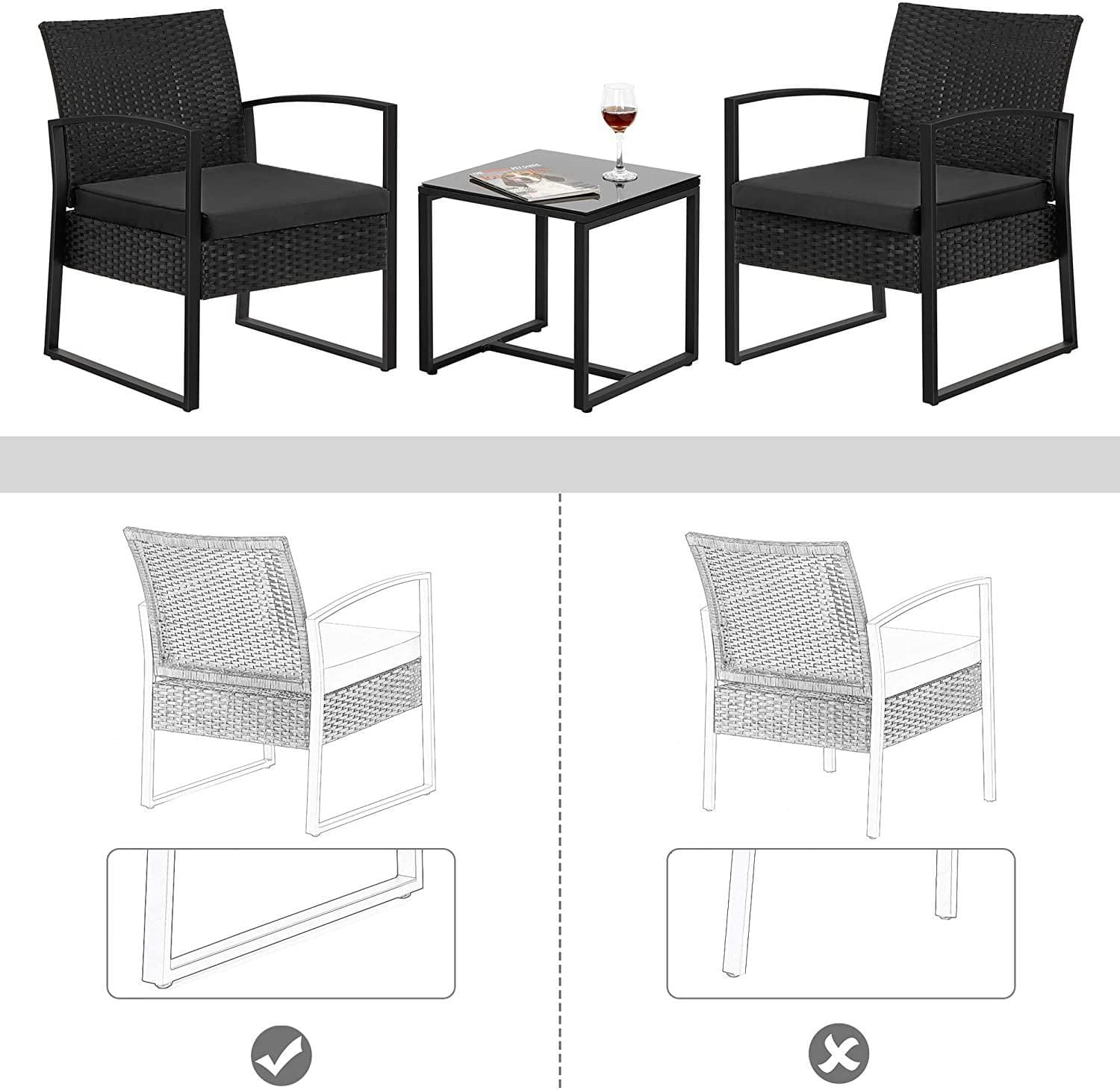 Boutique Home 3-Piece Bistro Outdoor Patio Furniture Set