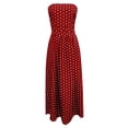 thumbnail image 6 of Plus Size Dresses for Curvy Women Retro Polka Maxi Off Shoulder Dress Flowy Casual Elegant Womens Dresses Red S, 6 of 7