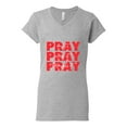 thumbnail image 2 of Wild Bobby Pray On It Pray Over It Pray Through It Inspirational/Christian Women Standard V-Neck Tee, Heather Grey, X-Large, 2 of 6