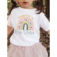 thumbnail image 1 of [Fun Big Sister T-Shirt] Soft & Comfortable Kids' Summer Casual T-Shirt | "Promoted to Big Sister" Fun Print, Pastel Rainbow Colors, Round Neck, Perfect for Girls' Room Deco, 1 of 7