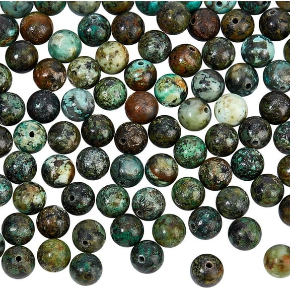 120 Pcs Natural African Turquoise Beads 6MM Jasper Gemstone Round Stone Beads Dyed Loose Spacer Beads for DIY Bracelet Necklace Jewelry Crafts Making colorful