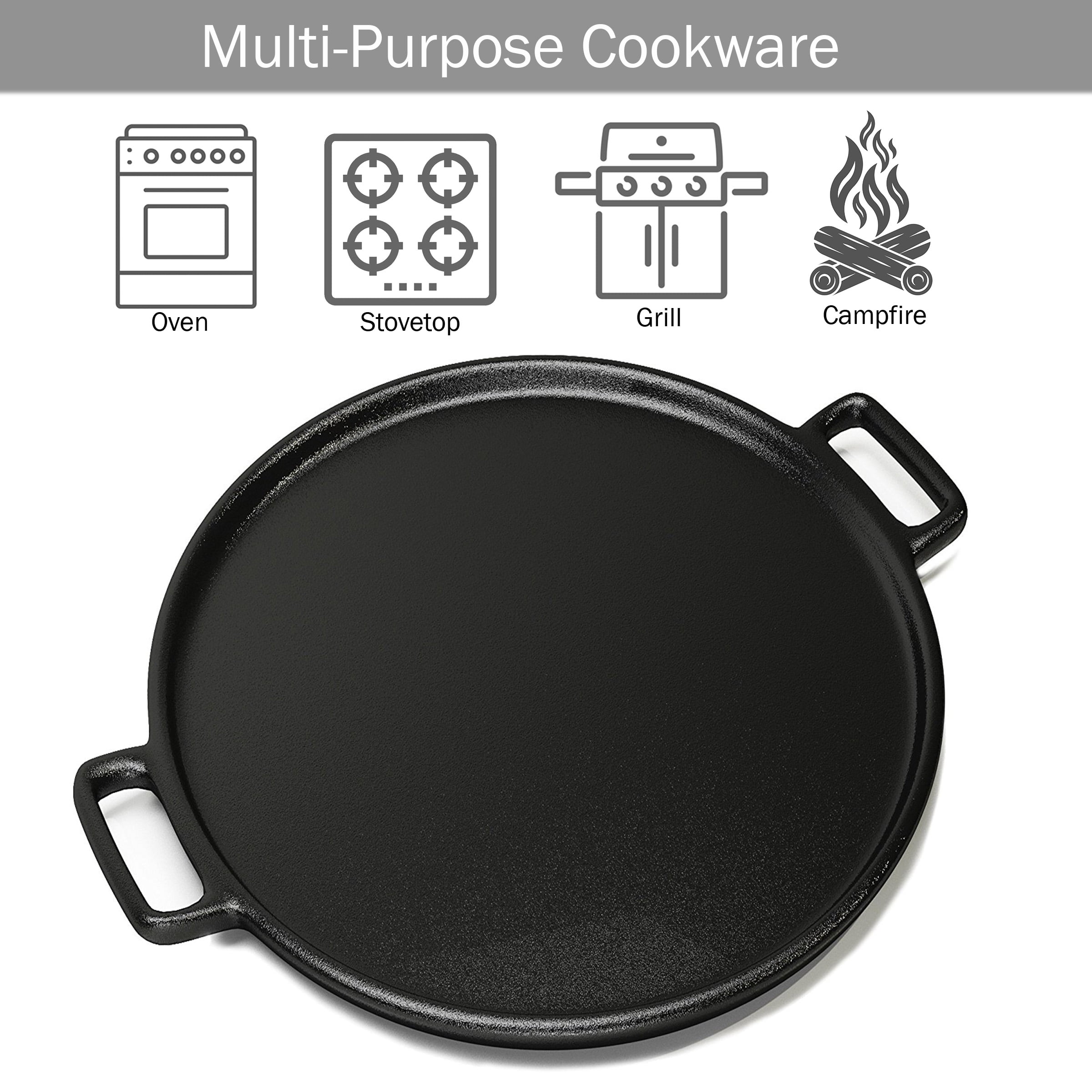 Cast Iron Pizza Pan Flat Skillet 14 Inch Grill Stove Campfire Frying Pan, 1  unit - Baker's