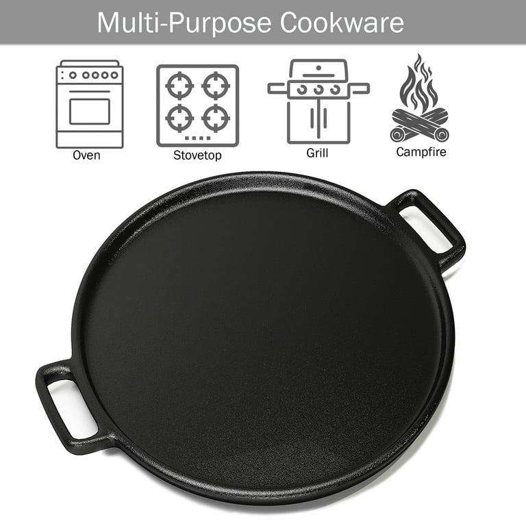 Home-Complete 14 Cast Iron Pizza Pan, Skillet Kitchen Cookware