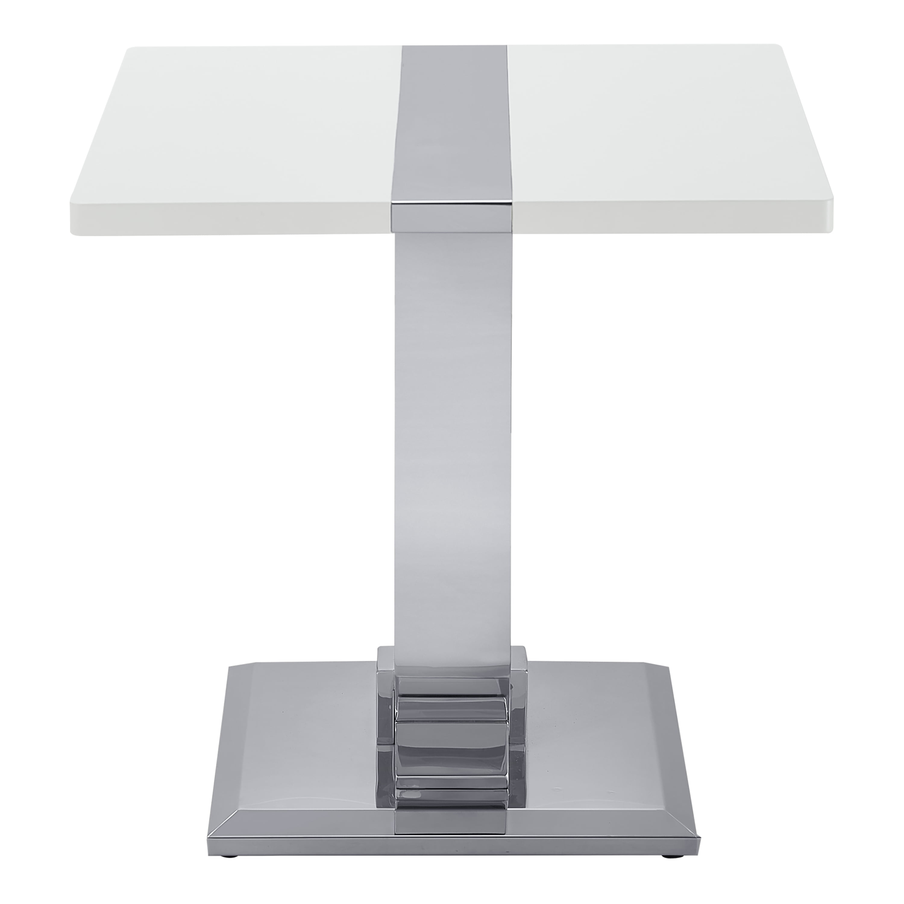Furniture of America Gaius Glam Rectangle End Table with O-Shaped Stainless Steel Trestle Base, Black and Silver