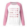thumbnail image 3 of Cameland Rabais Saint-Valentin Femmes Mignon Rouge Cœur Graphique T-Shirts Raglan Manches Longues Col Rond Chandails en Molleton Ample Décontracté Tops Rose, 3 of 3