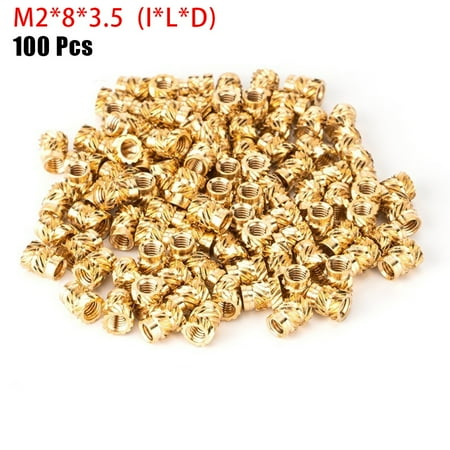 

100PCS Threaded Insert Self-clinching Nut Brass Internal Thread Knurled M2