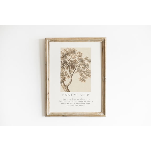 Gods Unfailing Love Psalm 52:8 Christian Wall Art Scripture Bible Verse Decor Olive Tree Fine Religious Home, Unframed Paper Poster 8x10in