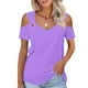 thumbnail image 1 of Puntoco 2024, tops a la moda de verano para mujer, camiseta Sexy de verano para mujer, jersey con hombros descubiertos, blusa con cuello en V, tops lisos de manga corta, 1 of 8