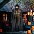 thumbnail image 2 of HOMCOM 6' Life Size Outdoor Halloween Hanging Pumpkin Ghost w/ Light Up Eyes, Sound Activated Prop w/ Creepy Speaking Sounds, 2 of 9