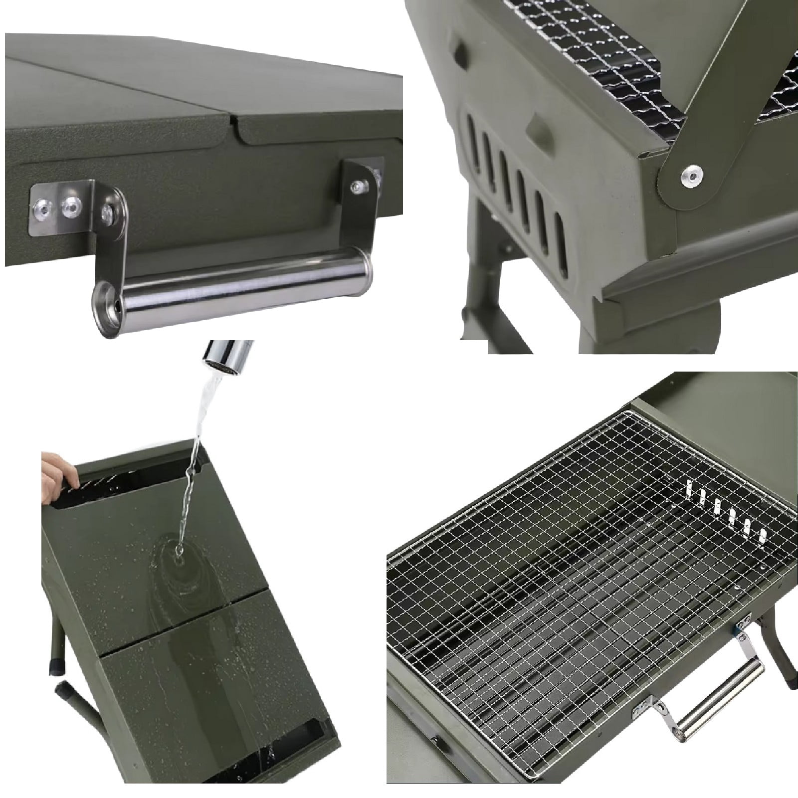 JOVELL Portable Charcoal Grill, Heavy Duty Stainless Steel Foldable BBQ Grill, Collapsible Camping Grill for Outdoor, Tailgate, Picnic