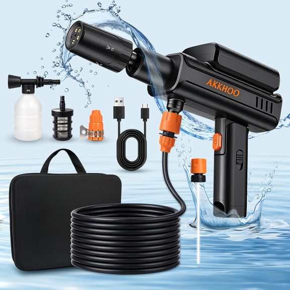 Cordless Pressure Washer, Handheld Portable Power Washer with 3 Batteries & 5-in-1 Nozzle, 16.4 FT High Pressure Hose, for Car/Garden/Patio/Home Cleaning
