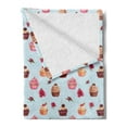 thumbnail image 2 of Cupcake Soft Flannel Fleece Blanket, Valentines Lovers Muffins with Romantic Roses Cherry on Polka Dot Retro Background, Cozy Plush for Indoor and Outdoor Use, 70" x 90", Multicolor, by Ambesonne, 2 of 5