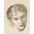 thumbnail image 2 of Sir Edward Coley Burne-Jones 19x24 Gold Ornate Framed and Double Matted Museum Art Print Titled - Female - Head Study of a Woman, 2 of 4