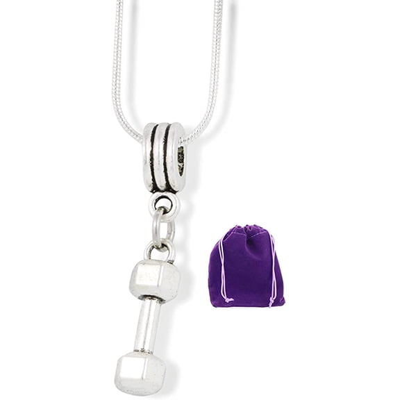 Dumbbell Stainless Steel Snake Chain Charm Necklace