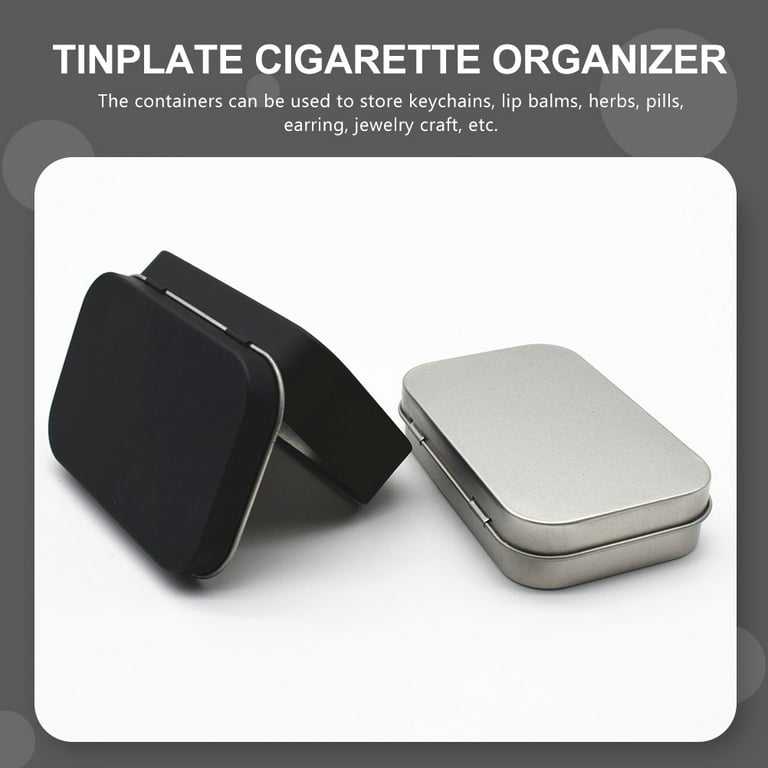 LHX 4 Pcs Portable Snack Containers Metal Pill Case Storage Box Rectangle