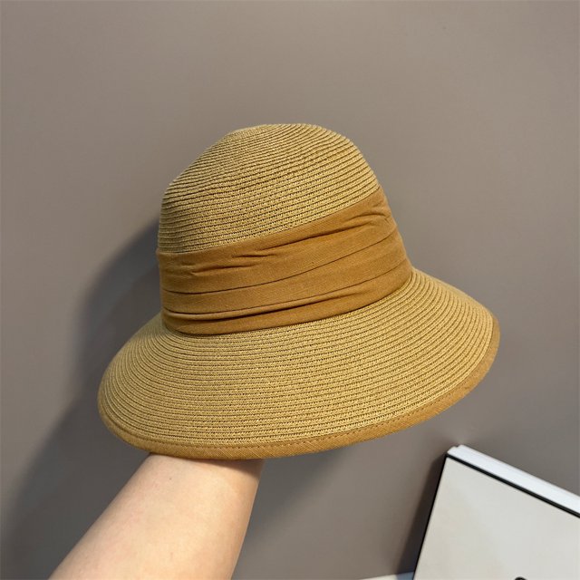 LinYooLi Summer Straw Woven Diamond Lettered Fisherman's Hat, Women's Sun Shading And Sun Protection Straw Hat, Beach Vacation Versatile Beach Hat Trend