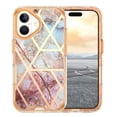 thumbnail image 6 of Allytechgroup for iPhone 16 Case, 3 Layers Protection Slim Lightweight Shockproof Soft TPU & Hard Back Protective Bumper Cover Marble Shell, F, 6 of 8