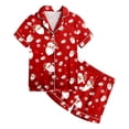 thumbnail image 4 of Landzoo Children's Casual Christmas Print Button Down Lapel Short Sleeved Top Shorts Pajamas Set, 4 of 4
