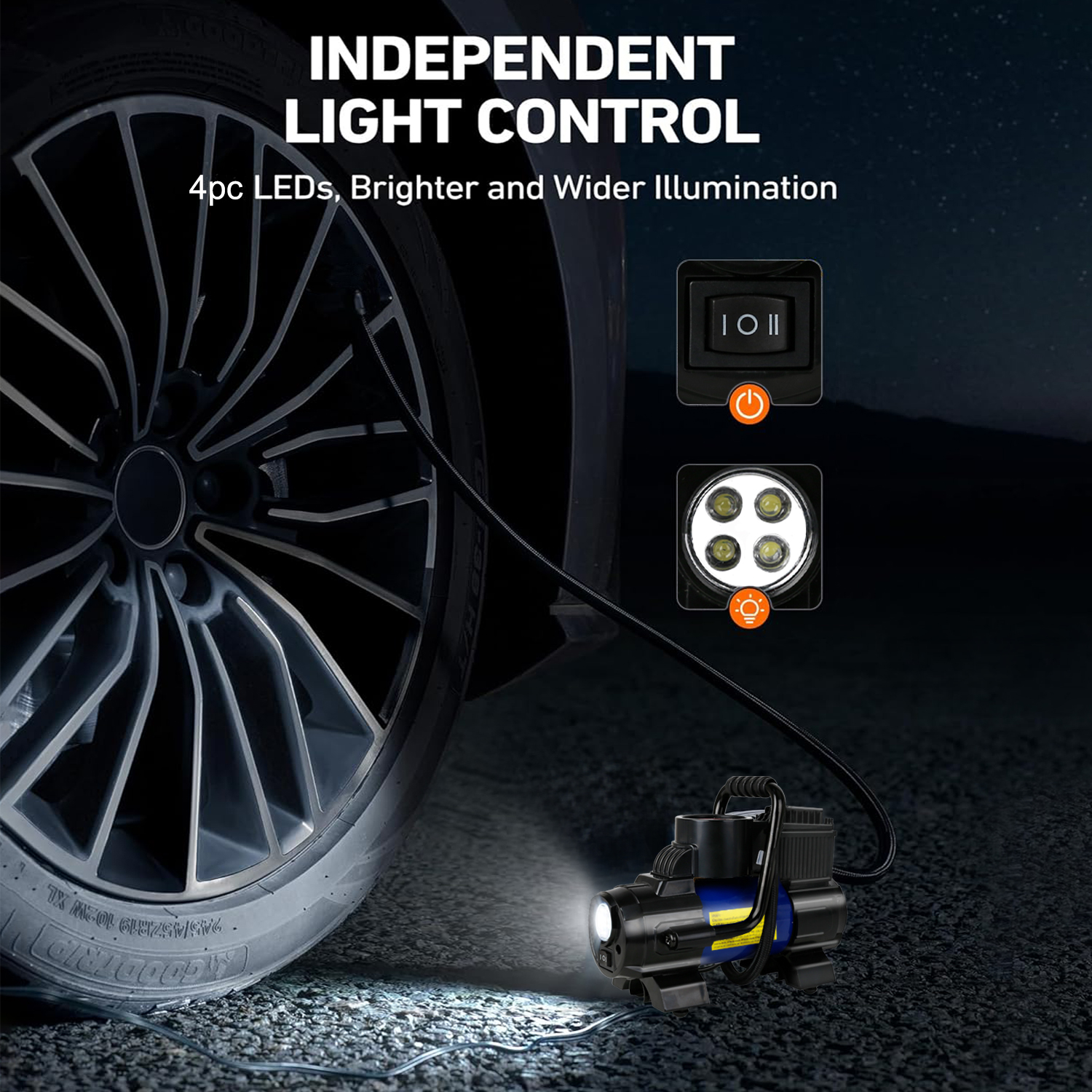 Seborio 12V Portable Tire Inflator Air Compressor 150 PSI photo 6