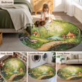 thumbnail image 5 of Round Rugs 3Ft, Mushroom Forest Round Area Rug Washable Indoor Throw Carpet, Green Fantasy Cottage Vintage Plant Lake Small Non Slip Circle Rug for Bedroom Living Room Home Decor Aesthetic, 5 of 8