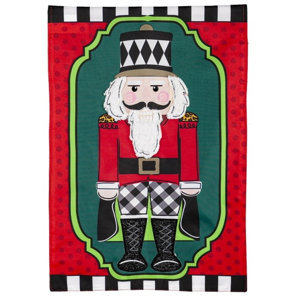 Patterned Nutcracker Garden Applique Flag